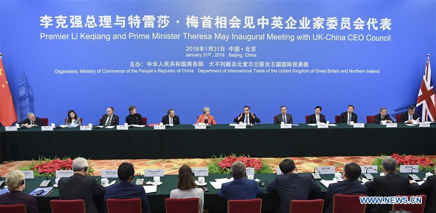 CHINA-BEIJING-LI KEQIANG-THERESA MAY-CHINA-UK CEO COUNCIL (CN)