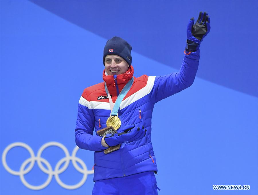 (SP)OLY-SOUTH KOREA-PYEONGCHANG-CROSS COUNTRY SKIING-MEN'S 15KM+15KM SKIATHLON-MEDAL CEREMONY