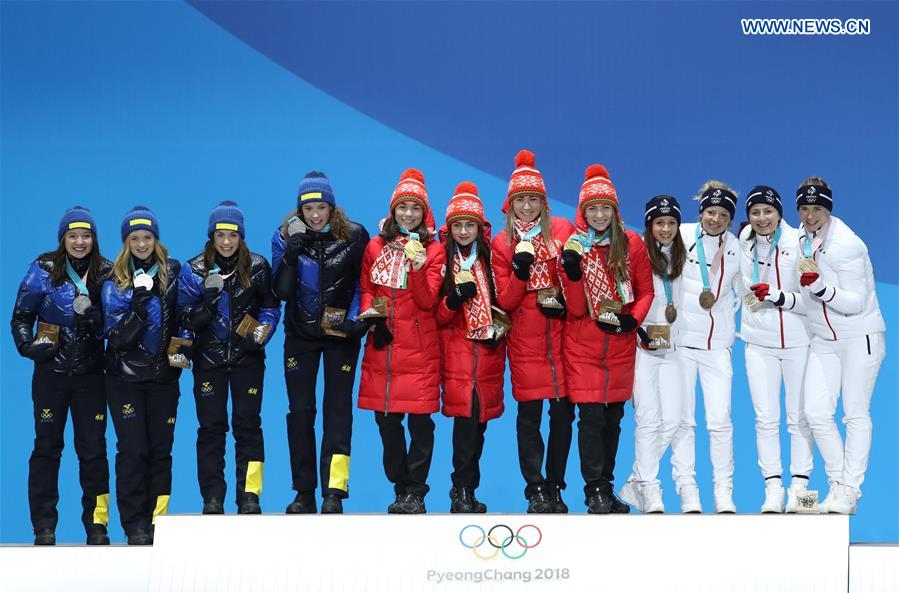 (SP)OLY-SOUTH KOREA-PYEONGCHANG-BIATHLON-WOMEN'S 4X6KM RELAY-MEDAL CEREMONY