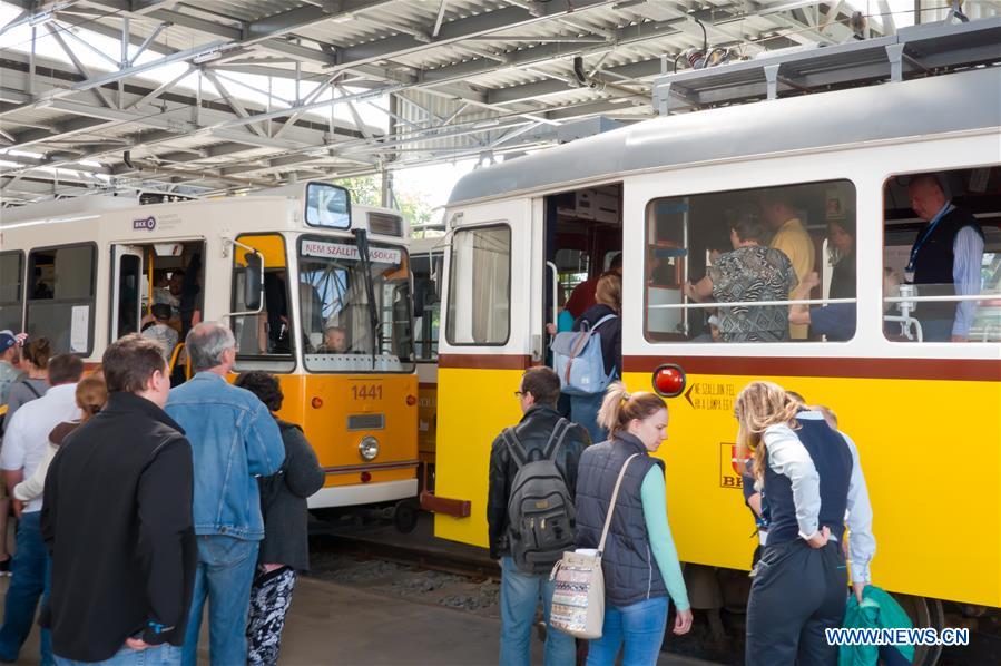 HUNGARY-BUDAPEST-BUDAFOK-TRAM DEPOT-PUBLIC DAY