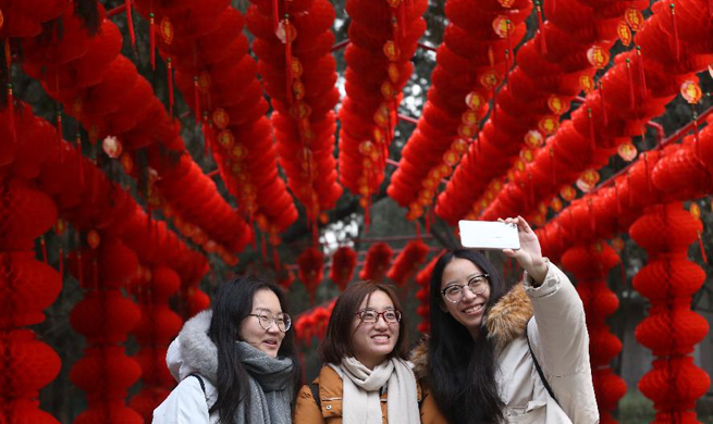 Beijing's Temple of Earth Park decorated to greet Spring Festival